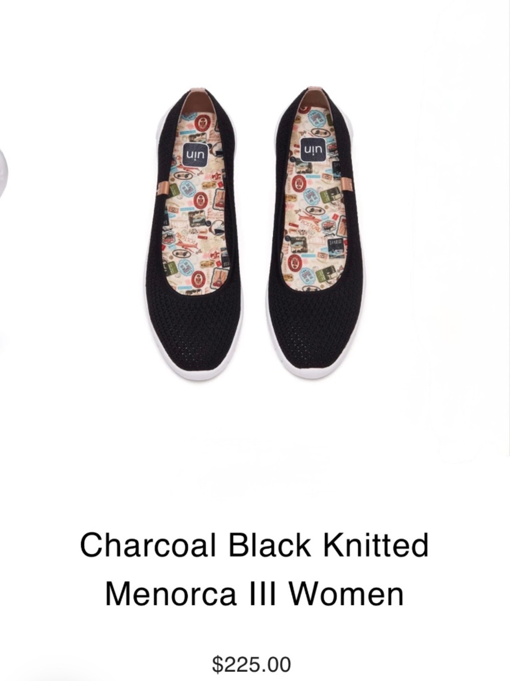 NWT UIN Menorca III BLACK KNIT BALLET FLATS 8.5
